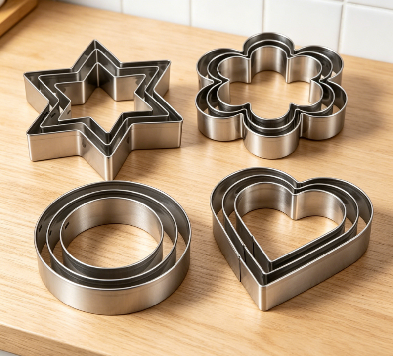Heart-Shaped, Flower-Shaped, Star-Shaped Round Stainless Steel Cookie Molds